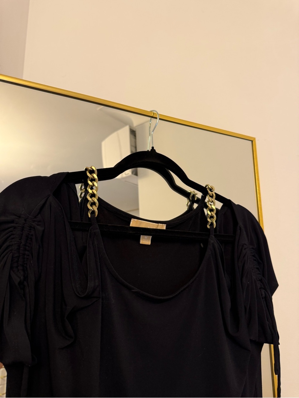 Michael Kors Black Top with Gold Chain Straps